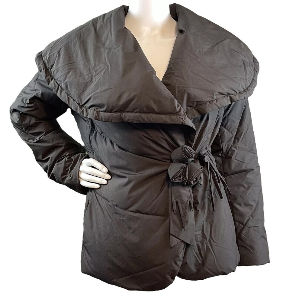 Seventy Real Down Quilted Puffer Snap Coat Jacket Gray-Brown Size IT49 US4 Small